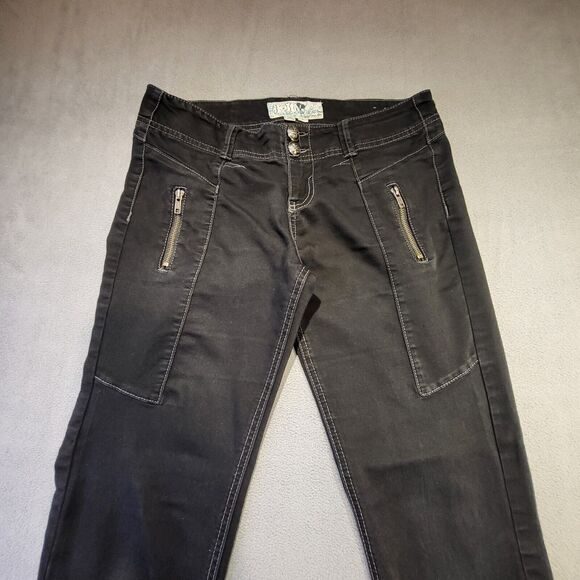 Jolt Juniors Size 9 Black Skinny Leg Stretch Pants Zipper Pocket - Picture 2 of 10